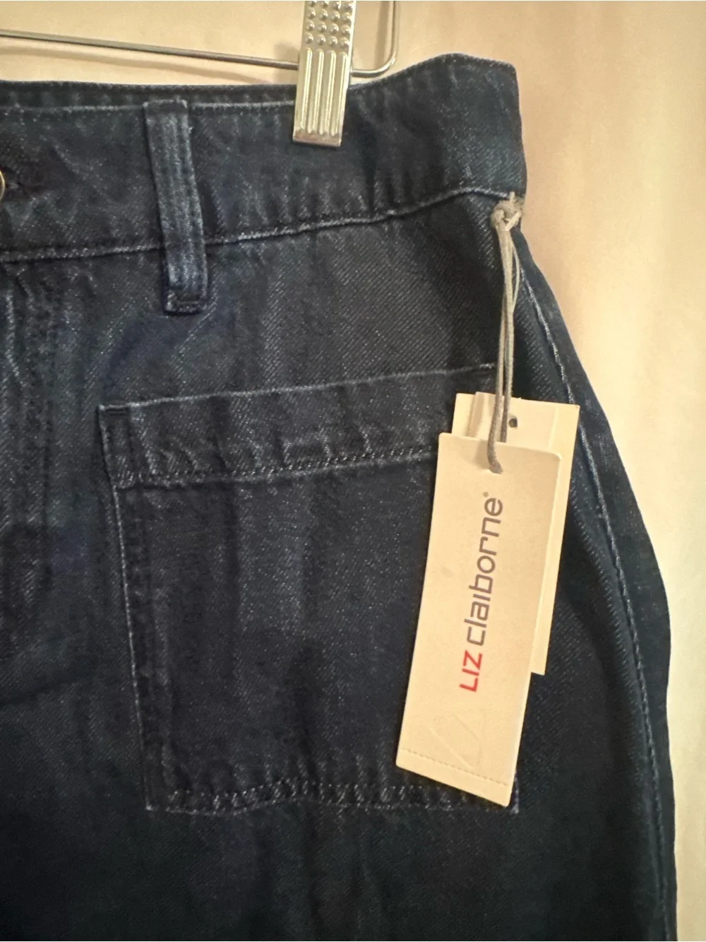 Liz Claiborne Denim Skirt A-Line Dark Wash Size 8 NWT